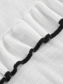 SHEIN MOD Women Black & White Ruffled Hem Sweater Maxi Skirt,Halloween Clothes,Fall Skirts,Beach Women Outfits,Old Money Outfits,Sexy Skirt,Homecoming Skirt,Elegant Skirt,Flowy Skirts,Date Night Skirt