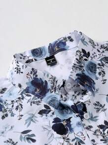 Manfinity Homme Men's Floral Graphic Colorful Print Long Sleeve Casual Vacation Shirt, For Going Out, Beach, Husband, For Fall Ceremony - Multicolor - View 6