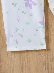 Tween Girls' Elegant V-Neck Floral Jumpsuit With Ruffle Sleeves - Multicolor - View 6