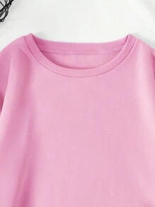 INAWLY 女式樱桃与字母印花落肩长袖休闲运动衫，秋冬 - 粉色 - 查看 5
