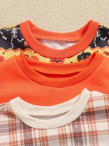 Tween Girls' Casual Halloween Printed 3-Piece Sweatshirt Set