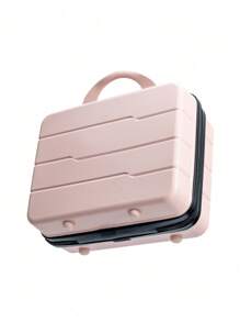 10-14 Inch Simple Solid Color Travel Portable Mini Makeup Convenient Suitcase Fashion Suitcase Light Business Travel Outdoor Bride Makeup Box Travel Travel Essentials Back To School Dormitory Female College Student Cosmetics Storage Box - Pink - View 2