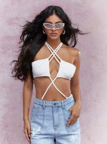 MISSGUIDED 多條細帶露肩連體裝 - 白色 - 查看 3