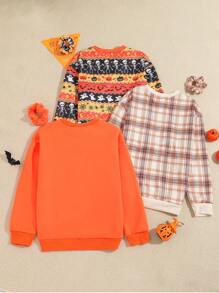 Tween Girls' Casual Halloween Printed 3-Piece Sweatshirt Set