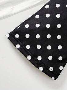 SHEIN 4pcs Baby Girls' Versatile Casual Outfits Set - Dark Color Polka Dot, Leopard, Striped, Solid Color Flared Pants, For Christmas