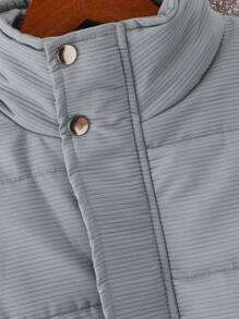 青少年男孩厚条纹棉服外套，冬季 - 灰色 - 查看 5