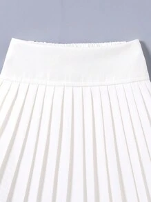 SHEIN 少女韩版3D彩虹蓝外套+百褶裙套装，开学季 - 白色 - 查看 5