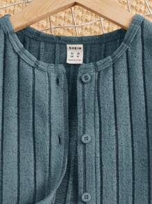 SHEIN Tween Girls Knitted Ribbed Cardigan, Camisole Top And Pants Casual Outfit