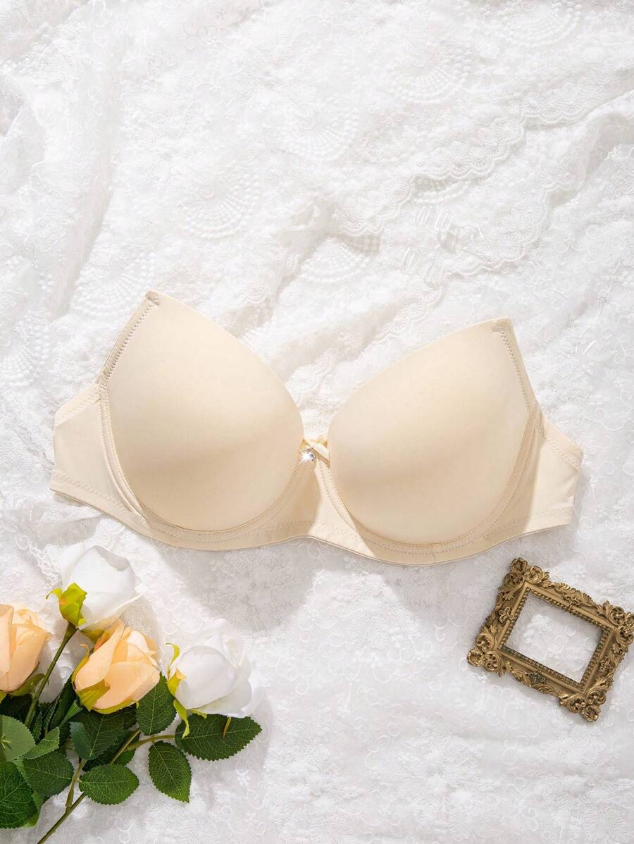 Áo ngực có dây đeo vai vô hình thời trang đơn giản mùa hè có gọng cho kích thước lớn, 1 cái - Màu be - Xem 1