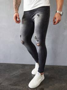 Manfinity Homme Men's Vintage Black Denim Skinny Jeans