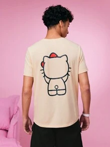 HELLO KITTY AND FRIENDS | SHEIN Unisex 1 szt. Casualowa koszulka z krótkim rękawem z nadrukiem kreskówkowym i literowym, lato