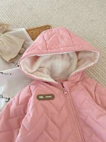 Mono con capucha y forro térmico para bebé niña, otoño/invierno - Rosa - Ver 4