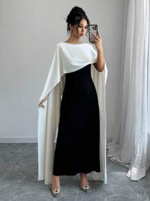 Elenzga Women's Round Neck Batwing Sleeve Maxi Elegant Party Dress