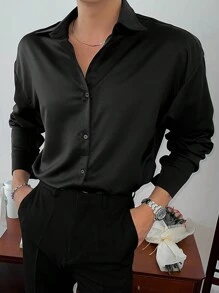 DAZY Men's Solid Color Long Sleeve Casual Shirt For Autumn