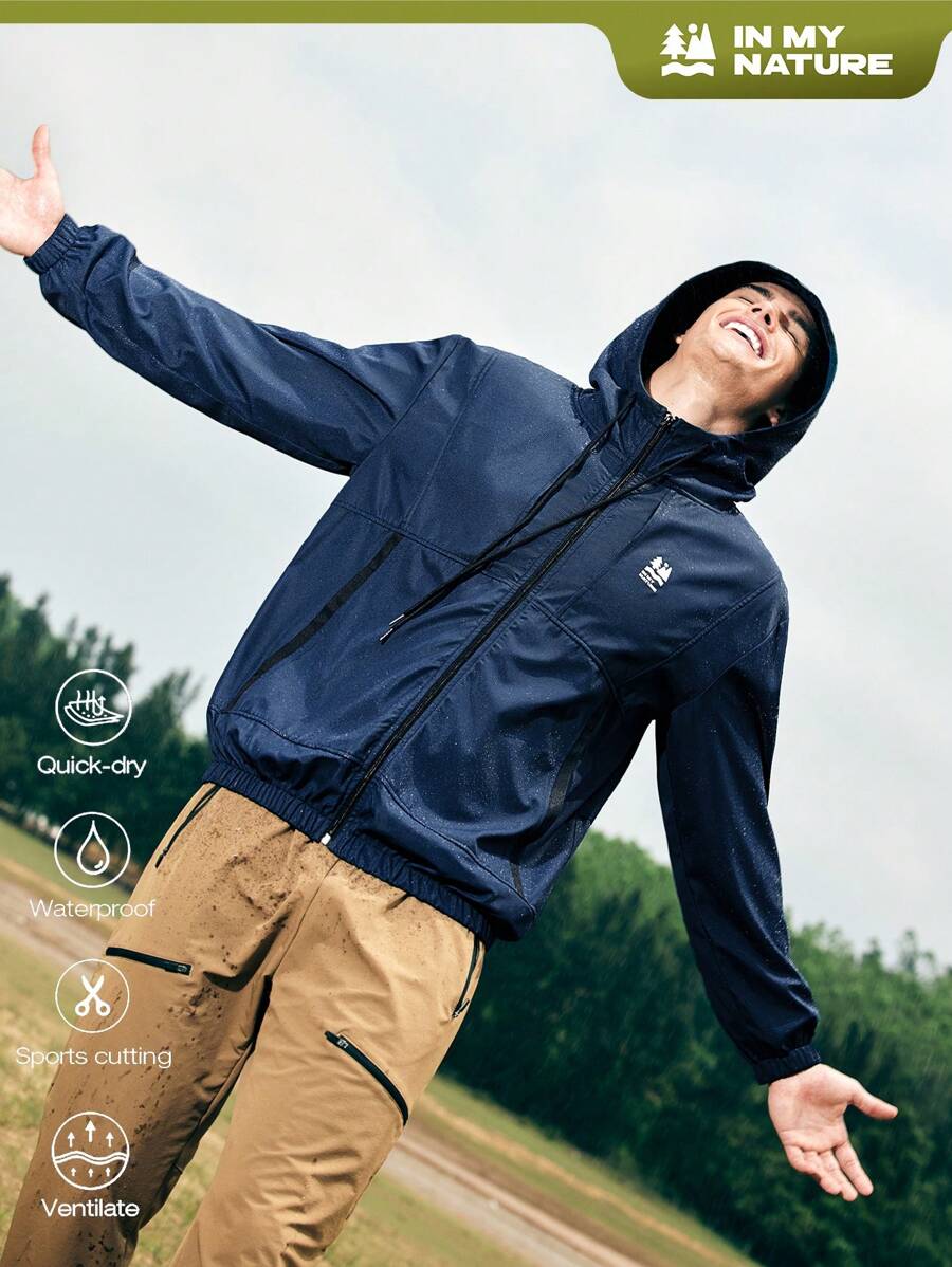 In My Nature Men's Solid Color Outdoor Jacket With Zipper Pockets Hiking Clothes