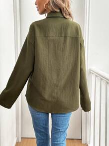 SHEIN LUNE Women Textured Fabric Casual Shirt