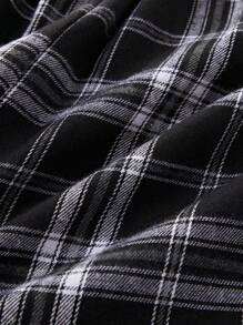 2 piezas Conjunto de pantalones de pijama a cuadros para mujer