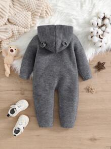 SHEIN Pelele con capucha informal para bebé recién nacido niño - Gris - Ver 2