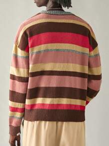 Manfinity RebelGame Men's Knitted Casual Loose Cardigan Sweater, Fashionable & Youthful