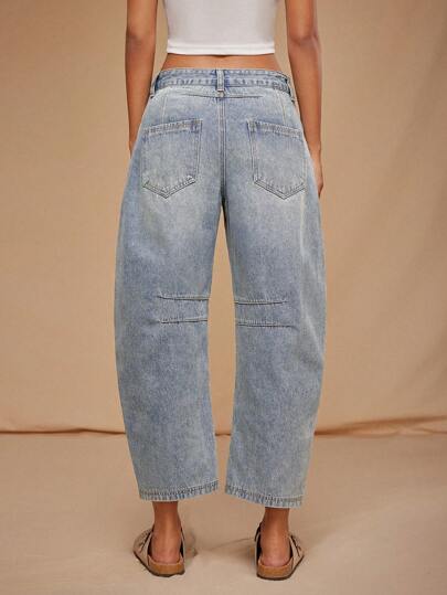 Forever 21 秋冬低腰破洞宽松九分牛仔裤