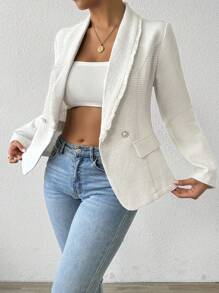 Chiquease 女士休闲粗花呢西装外套