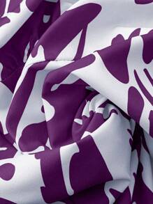 Flirla Plus Size Summer Vacation All-Over Fish Tail Print Slip Dress - Purple - View 5