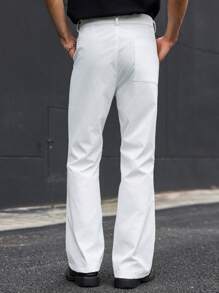 Manfinity Hypemode Pantalones casuales con botones de unicolor y bolsillos con vuelo para hombres