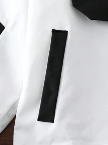 SHEIN 1 Pc Young Boy's Casual Collegiate Classic Black & White Color Block Patchwork Wind Jacket, Minimalist & Elegant, Suitable For Daily Wear, School, Outdoor Sports, Vacation, Autumn/Winter
