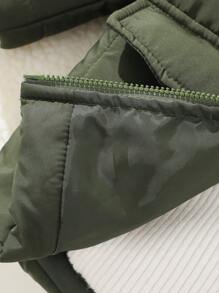 SHEIN Quilted Baby Winter Hooded Jacket With Pockets - Green - View 6