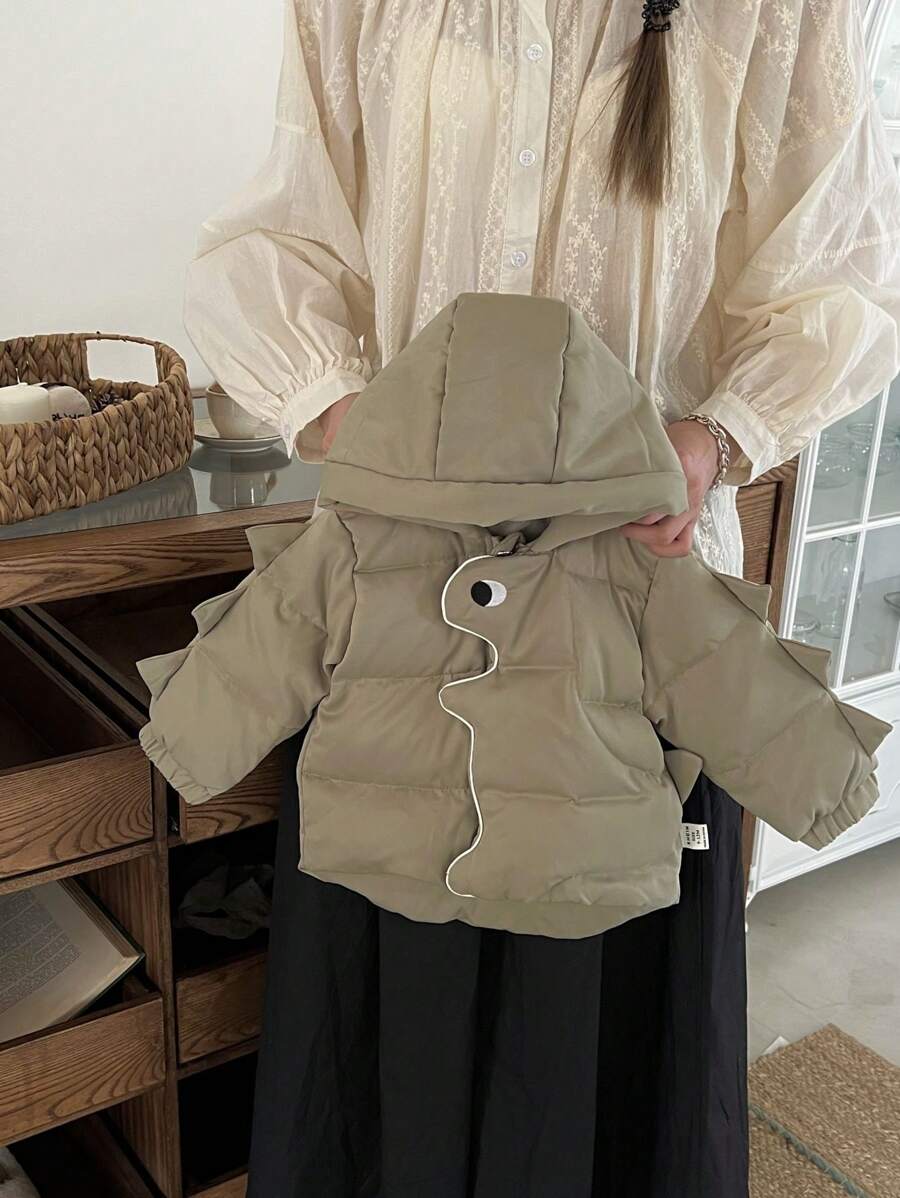 Baby Boys Cool Dinosaur Pattern Thick Outerwear Jacket, Autumn/Winter - Green - View 1