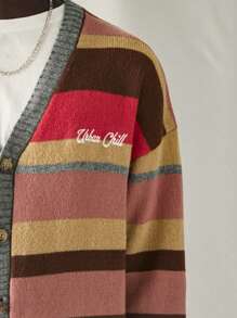 Manfinity RebelGame Men's Knitted Casual Loose Cardigan Sweater, Fashionable & Youthful