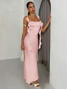 SHEIN BAE Women's Spaghetti Strap Backless Dress, Vacation/Wedding/Graduation Dress,Pastel Dresses For Women