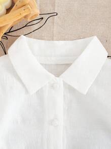 SHEIN 嬰兒女童簡約星紋繡花襯衫牛仔褲套裝，秋季