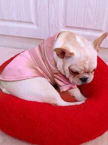 1pc Pink Adorable Pet Clothing, Silk Buttoned Pajamas For Dogs And Cats, Random Delivery - Suitable For Spring And Autumn Season For Festival And Holiday Valentine DAY, Valentines Wedding, Birthday - Pink - View 3