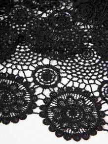 SHEIN Clasi Đầm Maxi Ren Trơn Màu Cỡ Lớn Có Viền Viền Hình Vỏ Sò Cho Nữ - màu đen - Xem 5