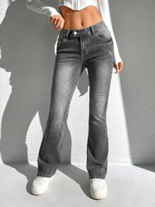 SHEIN Frenchy (Paar) Skinny Jeans mit ausgestelltem Bein und Taschen
