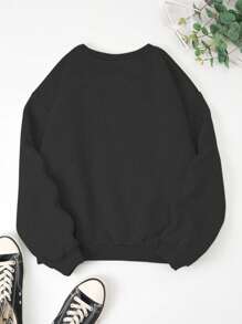 EMERY ROSE Sudadera de forro polar de manga larga con cuello redondo en color liso, para uso diario para mujer, blusas de manga larga
