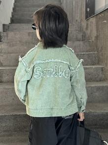 Young Boy Vintage Soft Washed Light Green Denim Jacket - Green - View 2