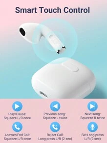 Teckwe Wireless Earbuds, Wireless 5.3 Earbuds Stereo Bass, Wireless Headphones In Ear Noise-Proof Mic, Wireless Earphones Waterproof Sports, Pink