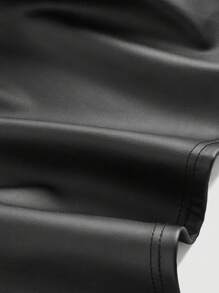 SHEIN MOD Maglietta in pelle nera semplice e aderente, taglie comode, lingerie in pelle nera per donna - nero - Visualizzare 4