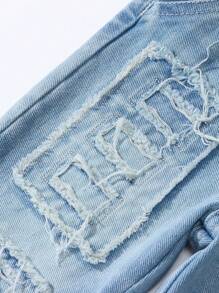 Baby Boys Streetwear Cool Ripped Washed Light Blue Denim Overalls With Multiple Pockets - Light Wash - View 5