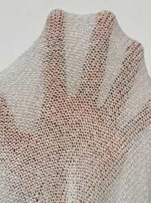 Chiquease Round Neck Long Sleeve Hollow Patchwork Minimalist Sweater For Casual Wear