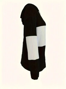 INAWLY Women's Color Block Simple Regular Daily Jacket Fall Winter Cloth For Women - Black and White - View 3