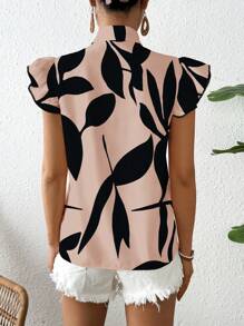 Chiquease 花卉印花蝴蝶袖系带女式衬衫，春夏