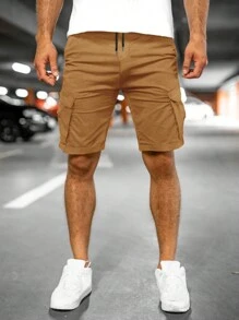 Manfinity Homme Men Flap Pocket Drawstring Waist Cargo Shorts - Ginger - View 1