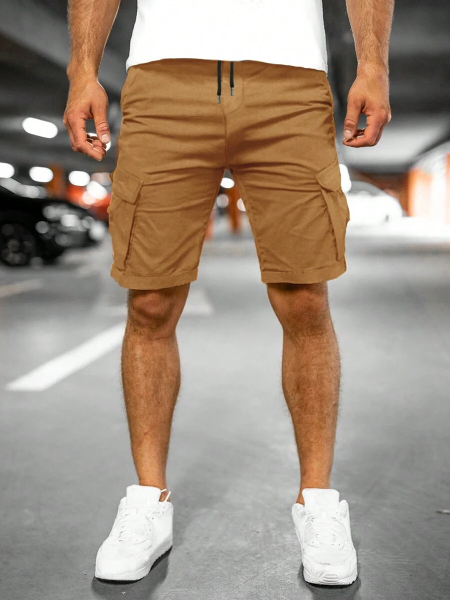 Manfinity Homme Men Flap Pocket Drawstring Waist Cargo Shorts - Ginger - View 1