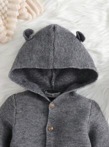 SHEIN Pelele con capucha informal para bebé recién nacido niño - Gris - Ver 3
