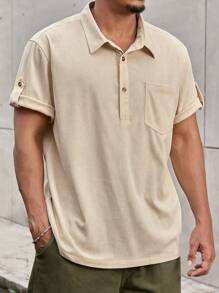 Manfinity CasualMax Vintage herenoverhemd met korte mouwen, grote maten, knoopsluiting, kraag en zak, vrijetijdskleding