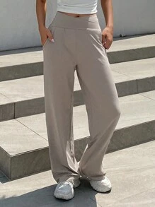 DAZY 女士交叉腰带阔腿休闲裤 夏季 - 卡其色 - 查看 3