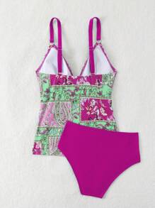 Swim Lushoire Ensemble Tankini d'été pour femmes avec imprimé fleuri pour maillots de bain